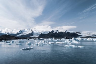 İzlanda, Jokulsarlon lagün, İzlanda buzul lagün Körfezi'nin güzel soğuk manzara resim,