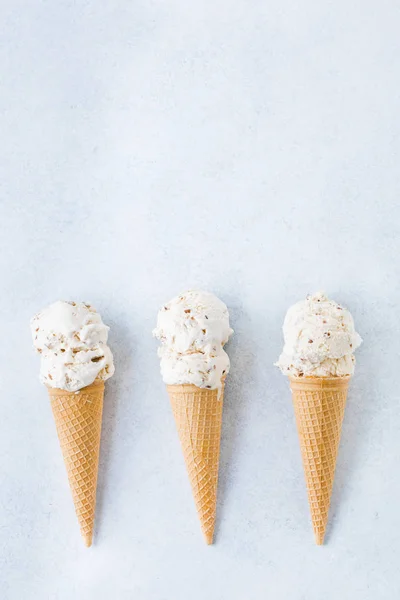 Walnut ice cream cones on a table Royalty Free Stock Images