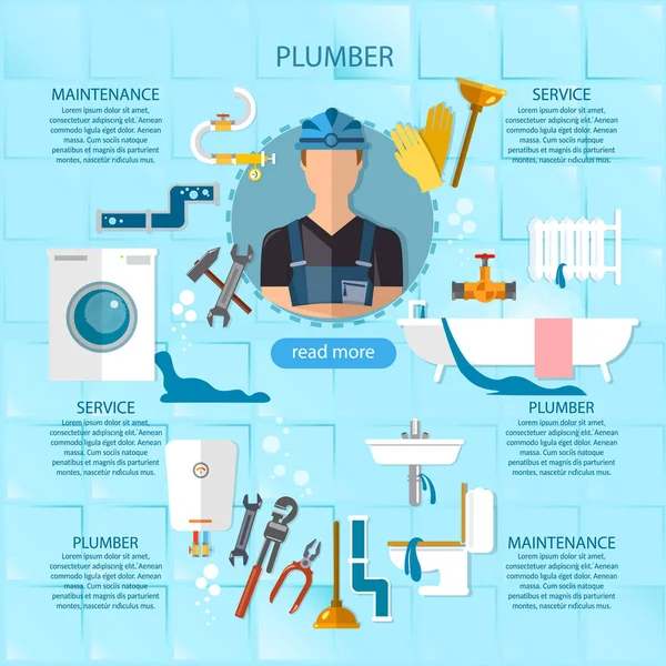 Professional plumber infographic plumbing service — Stock Illustration Professional plumber infographic plumbing service Stock Illustration