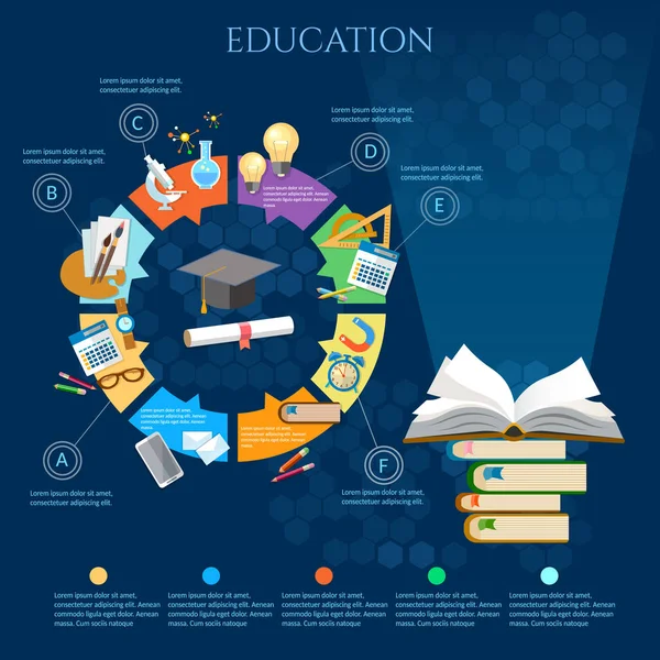 Education infographic diagram, open book of knowledge,