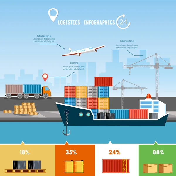 Sea transportation logistic infographics.