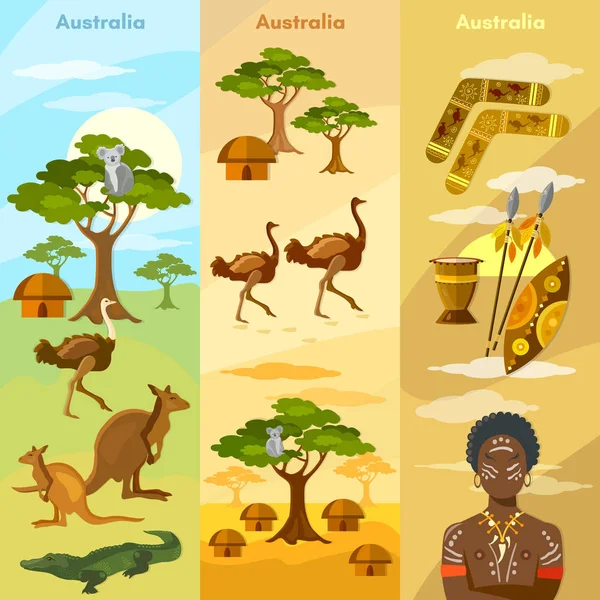 Australia travel banner. Animals and people of Australia Royalty Free Stock Vectors