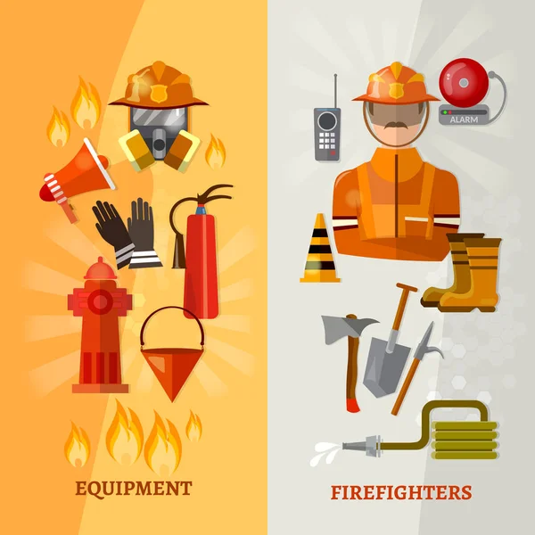 Professional firefighters banners fire safety equipment fireman