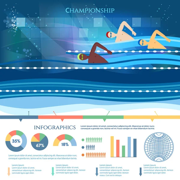 Swimming competition infographic professional water sports