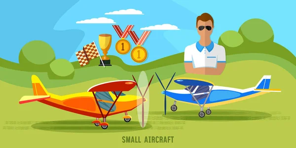 Sports plane, air show. Aviation school flying school