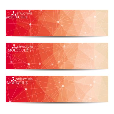 Soyut geometrik molekül ve iletişim afiş. Bilim ve teknoloji tasarım, Dna yapısı, kimya, tıbbi geçmişi, iş, Web sitesi