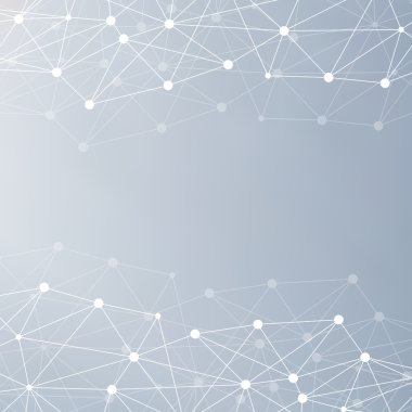 Yapı molekülü ve iletişim DNA, atom, nöronlar. Tasarımın için bilim konsepti. Noktalarla birleştirilmiş çizgiler. Tıp, teknoloji, kimya, bilim geçmişi. Vektör illüstrasyonu.