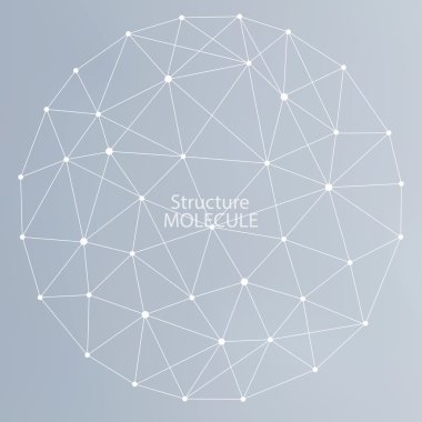Yapı molekülü ve iletişim DNA, atom, nöronlar. Tasarımın için bilim konsepti. Noktalarla birleştirilmiş çizgiler. Tıp, teknoloji, kimya, bilim geçmişi. Vektör illüstrasyonu.
