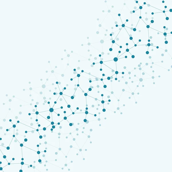 Estructura molécula y comunicación ADN, átomo, neuronas. Concepto científico para su diseño. Líneas conectadas con puntos. Medicina, tecnología, química, antecedentes científicos. Ilustración vectorial. — Archivo Imágenes Vectoriales