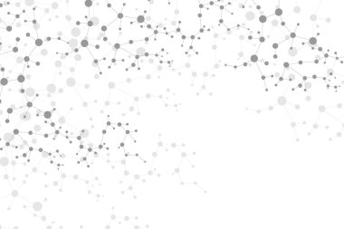 Yapı molekülü ve iletişim DNA, atom, nöronlar. Tasarımın için bilim konsepti. Noktalarla birleştirilmiş çizgiler. Tıp, teknoloji, kimya, bilim geçmişi. Vektör illüstrasyonu.