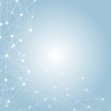 Yapı molekülü ve iletişim DNA, atom, nöronlar. Tasarımın için bilim konsepti. Noktalarla birleştirilmiş çizgiler. Tıp, teknoloji, kimya, bilim geçmişi. Vektör illüstrasyonu.