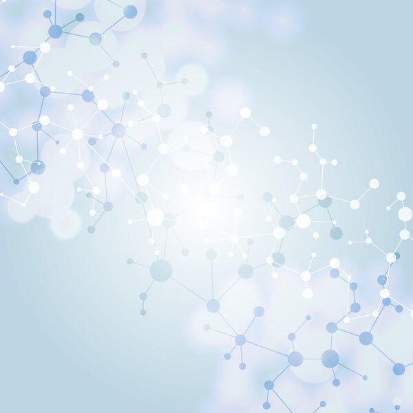 Structure molecule and communication Dna, atom, neurons. Science concept for your design. Connected lines with dots. Medical, technology, chemistry, science background. Vector illustration.