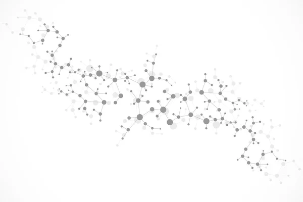 Strukturmolekül und Kommunikation Dna, Atom, Neuronen. Science-Konzept für Ihr Design. Verbundene Linien mit Punkten. Medizin, Technologie, Chemie, wissenschaftlicher Hintergrund. Vektorillustration. — Stockvektor