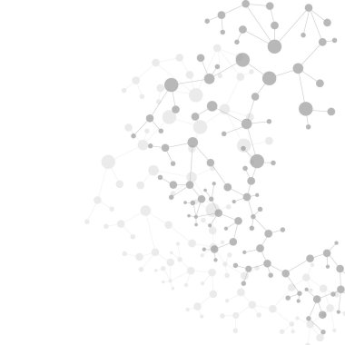 Yapı molekülü ve iletişim DNA, atom, nöronlar. Tasarımın için bilim konsepti. Noktalarla birleştirilmiş çizgiler. Tıp, teknoloji, kimya, bilim geçmişi. Vektör illüstrasyonu.