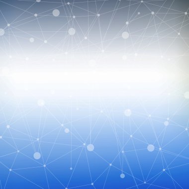 Yapı molekülü ve iletişim DNA, atom, nöronlar. Tasarımın için bilim konsepti. Noktalarla birleştirilmiş çizgiler. Tıp, teknoloji, kimya, bilim geçmişi. Vektör illüstrasyonu.