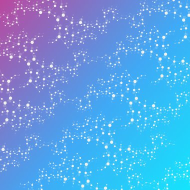 Yapı molekülü ve iletişim DNA, atom, nöronlar. Tasarımın için bilim konsepti. Noktalarla birleştirilmiş çizgiler. Tıp, teknoloji, kimya, bilim geçmişi. Vektör illüstrasyonu.