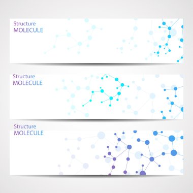 Soyut geometrik molekül ve iletişim afiş. Bilim ve teknoloji tasarım, Dna yapısı, kimya, tıbbi geçmişi, iş, Web sitesi