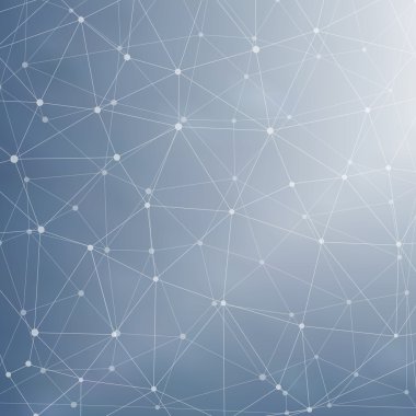 Yapı molekülü ve iletişim DNA, atom, nöronlar. Tasarımın için bilim konsepti. Noktalarla birleştirilmiş çizgiler. Tıp, teknoloji, kimya, bilim geçmişi. Vektör illüstrasyonu.