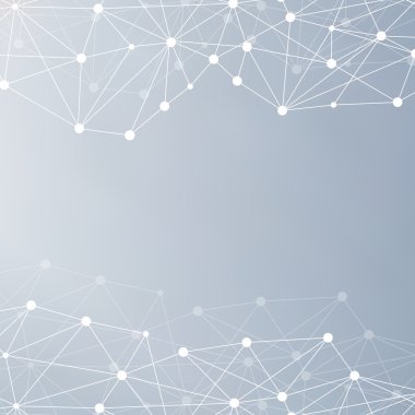 Yapı molekülü ve iletişim DNA, atom, nöronlar. Tasarımın için bilim konsepti. Noktalarla birleştirilmiş çizgiler. Tıp, teknoloji, kimya, bilim geçmişi. Vektör illüstrasyonu.