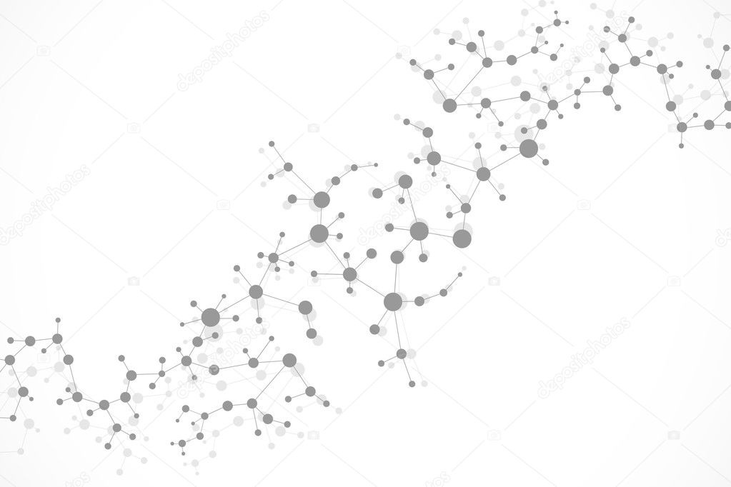 Structure molecule and communication Dna, atom, neurons. Science concept for your design. Connected lines with dots. Medical, technology, chemistry, science background. Vector illustration.