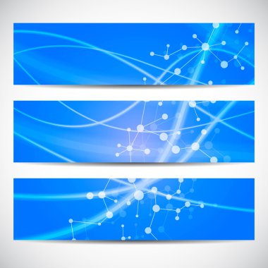 Soyut geometrik molekül ve iletişim afiş. Bilim ve teknoloji tasarım, Dna yapısı, kimya, tıbbi geçmişi, iş, Web sitesi