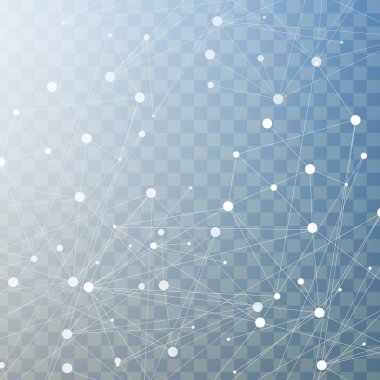 Yapı molekülü ve iletişim DNA, atom, nöronlar. Tasarımın için bilim konsepti. Noktalarla birleştirilmiş çizgiler. Tıp, teknoloji, kimya, bilim geçmişi. Vektör illüstrasyonu.