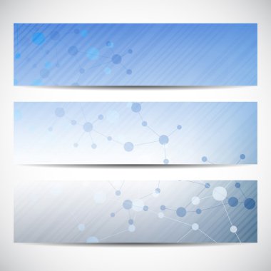 Soyut geometrik molekül ve iletişim afiş. Bilim ve teknoloji tasarım, Dna yapısı, kimya, tıbbi geçmişi, iş, Web sitesi