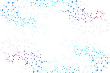 Yapı molekülü ve iletişim. DNA, atom, nöronlar. Tasarımınız için bilimsel bir kavram. Noktalarla birleştirilmiş çizgiler. Tıp, teknoloji, kimya, bilim geçmişi. Vektör illüstrasyonu.