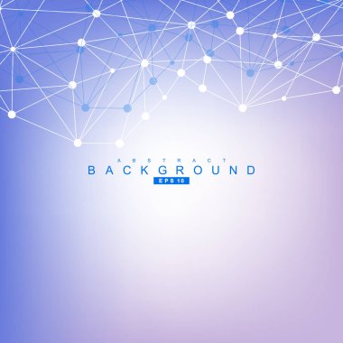 Yapı molekülü ve iletişim. DNA, atom, nöronlar. Tasarımınız için bilimsel bir kavram. Noktalarla birleştirilmiş çizgiler. Tıp, teknoloji, kimya, bilim geçmişi. Vektör illüstrasyonu.