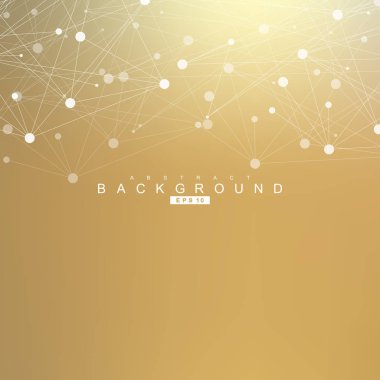 Yapı molekülü ve iletişim. DNA, atom, nöronlar. Tasarımınız için bilimsel bir kavram. Noktalarla birleştirilmiş çizgiler. Tıp, teknoloji, kimya, bilim geçmişi. Vektör illüstrasyonu