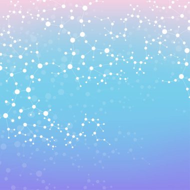 Yapı molekülü ve iletişim. DNA, atom, nöronlar. Tasarımınız için bilimsel bir kavram. Noktalarla birleştirilmiş çizgiler. Tıp, teknoloji, kimya, bilim geçmişi. Vektör illüstrasyonu.