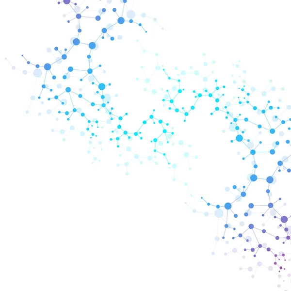 Cząsteczka struktury i komunikacja. Dna, atom, neurony. Koncepcja naukowa twojego projektu. Połączone linie kropkami. Medycyna, technologia, chemia, wiedza naukowa. Ilustracja wektora. — Wektor stockowy