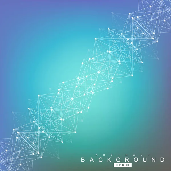 Yapı molekülü ve iletişim. DNA, atom, nöronlar. Tasarımınız için bilimsel bir kavram. Noktalarla birleştirilmiş çizgiler. Tıp, teknoloji, kimya, bilim geçmişi. Vektör illüstrasyonu.