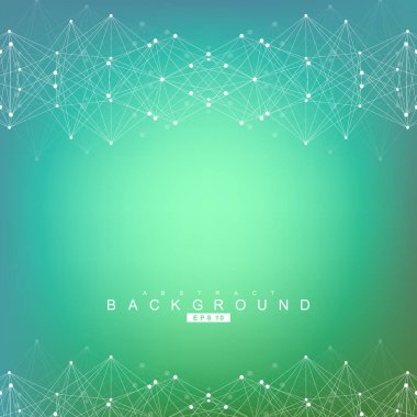 Bağlantılı çizgi ve noktalar ile geometrik arka plan. Yapısı molekül ve iletişim. Bilimsel kavram tasarımınız için. Tıp, teknoloji, bilim arka plan. Vektör çizim.