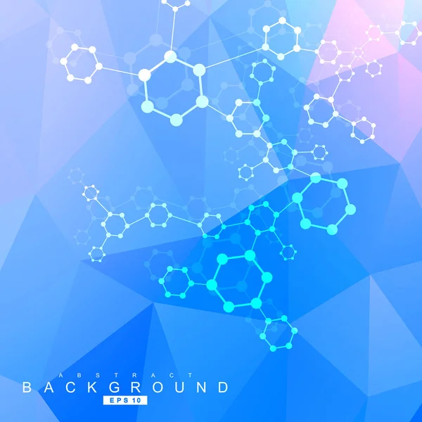 Geometrischer abstrakter Hintergrund mit verbundenen Linien und Punkten. Struktur Molekül und Kommunikation. wissenschaftliches Konzept für Ihr Design. medizinischer, technologischer und wissenschaftlicher Hintergrund. Vektorillustration. — Stockvektor