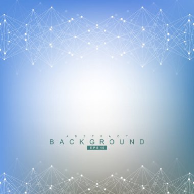 Bağlantılı çizgi ve noktalar ile geometrik arka plan. Yapısı molekül ve iletişim. Bilimsel kavram tasarımınız için. Tıp, teknoloji, bilim arka plan. Vektör çizim.