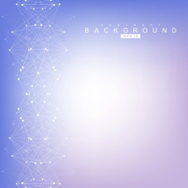 Bağlantılı çizgi ve noktalar ile geometrik arka plan. Yapısı molekül ve iletişim. Bilimsel kavram tasarımınız için. Tıp, teknoloji, bilim arka plan. Vektör çizim.