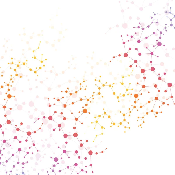 Yapı molekülü ve iletişim. DNA, atom, nöronlar. Tasarımınız için bilimsel bir kavram. Noktalarla birleştirilmiş çizgiler. Tıp, teknoloji, kimya, bilim geçmişi. Vektör illüstrasyonu. — Stok Vektör