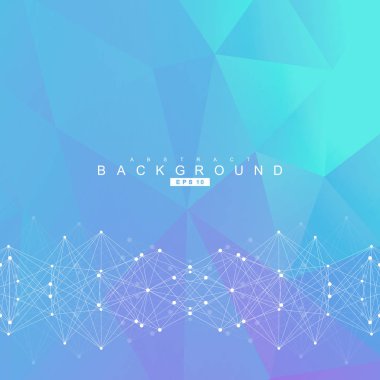 Bağlantılı çizgi ve noktalar ile geometrik arka plan. Yapısı molekül ve iletişim. Bilimsel kavram tasarımınız için. Tıp, teknoloji, bilim arka plan. Vektör çizim.