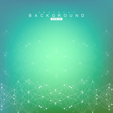 Bağlantılı çizgi ve noktalar ile geometrik arka plan. Yapısı molekül ve iletişim. Bilimsel kavram tasarımınız için. Tıp, teknoloji, bilim arka plan. Vektör çizim.