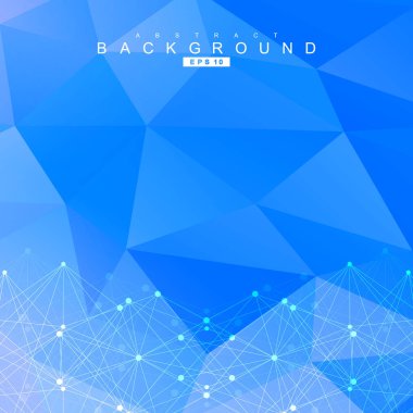 Bağlantılı çizgi ve noktalar ile geometrik arka plan. Yapısı molekül ve iletişim. Bilimsel kavram tasarımınız için. Tıp, teknoloji, bilim arka plan. Vektör çizim.