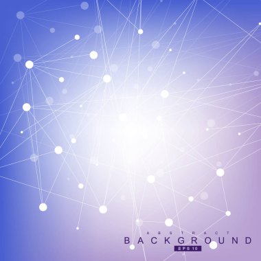 Bağlantılı çizgi ve noktalar ile geometrik arka plan. Yapısı molekül ve iletişim. Bilimsel kavram tasarımınız için. Tıp, teknoloji, bilim arka plan. Vektör çizim.