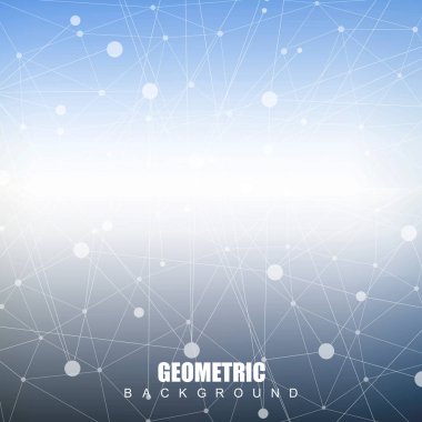 Bağlantılı çizgi ve noktalar ile geometrik arka plan. Yapısı molekül ve iletişim. Bilimsel kavram tasarımınız için. Tıp, teknoloji, bilim arka plan. Vektör çizim.
