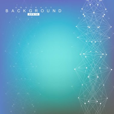 Bağlantılı çizgi ve noktalar ile geometrik arka plan. Yapısı molekül ve iletişim. Bilimsel kavram tasarımınız için. Tıp, teknoloji, bilim arka plan. Vektör çizim.