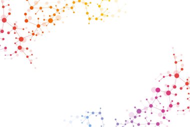 Yapı molekülü ve iletişim. DNA, atom, nöronlar. Tasarımınız için bilimsel bir kavram. Noktalarla birleştirilmiş çizgiler. Tıp, teknoloji, kimya, bilim geçmişi. Vektör illüstrasyonu.