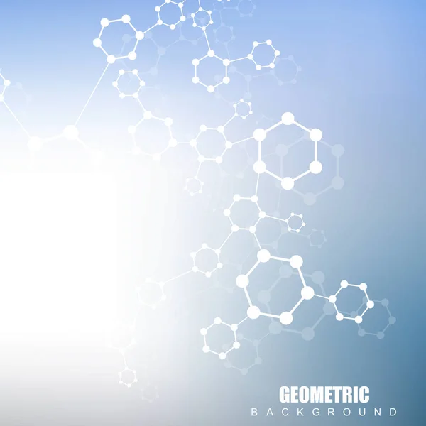 Geometryczne streszczenie tło z połączonych linii i kropek. Struktura cząsteczki i komunikacji. Naukowych koncepcji projektu. Medycznej, technologii, nauki tła. Ilustracja wektorowa. — Wektor stockowy