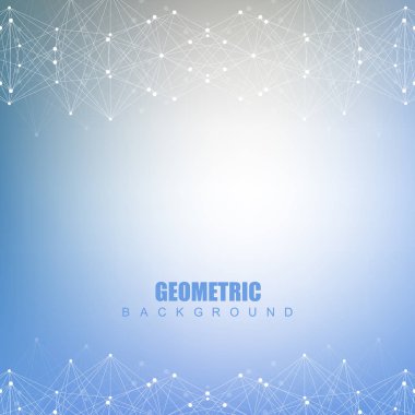 Bağlantılı çizgi ve noktalar ile geometrik arka plan. Yapısı molekül ve iletişim. Bilimsel kavram tasarımınız için. Tıp, teknoloji, bilim arka plan. Vektör çizim.
