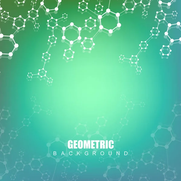 Geometric abstract background with connected line and dots. Structure molecule and communication. Scientific concept for your design. Medical, technology, science background. Vector illustration. — Stock Vector