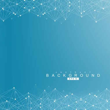 Bağlantılı çizgi ve noktalar ile geometrik arka plan. Yapısı molekül ve iletişim. Bilimsel kavram tasarımınız için. Tıp, teknoloji, bilim arka plan. Vektör çizim.
