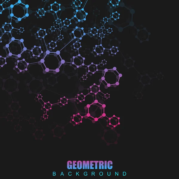 Geometric abstract background with connected line and dots. Structure molecule and communication. Scientific concept for your design. Medical, technology, science background. Vector illustration. — Stock Vector